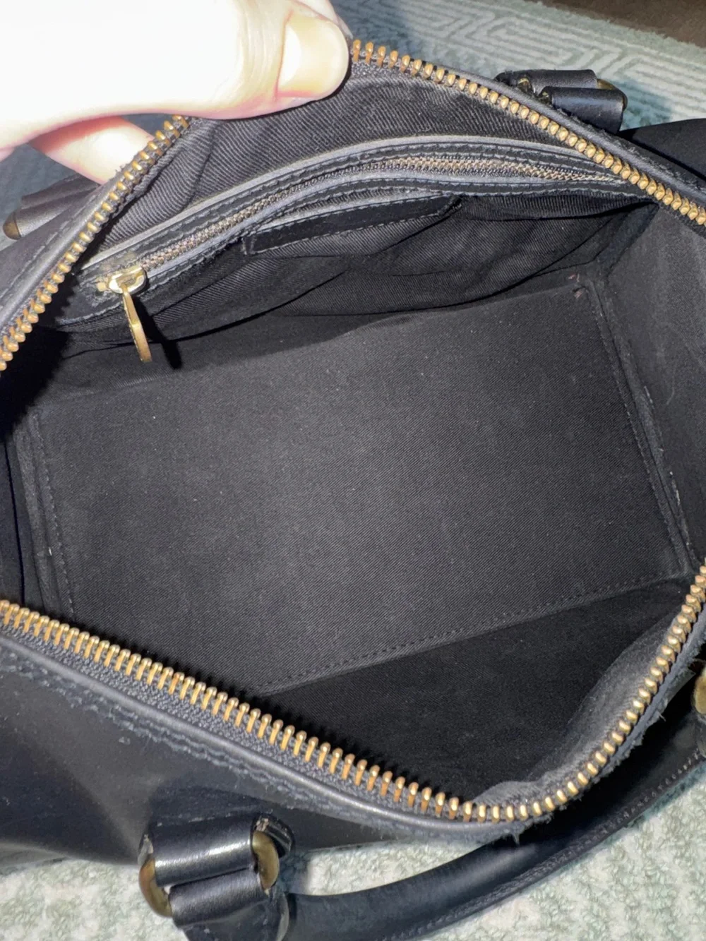 Vintage 90's Polo Ralph Lauren Black Leather Boston Speedy Style Satchel Bag